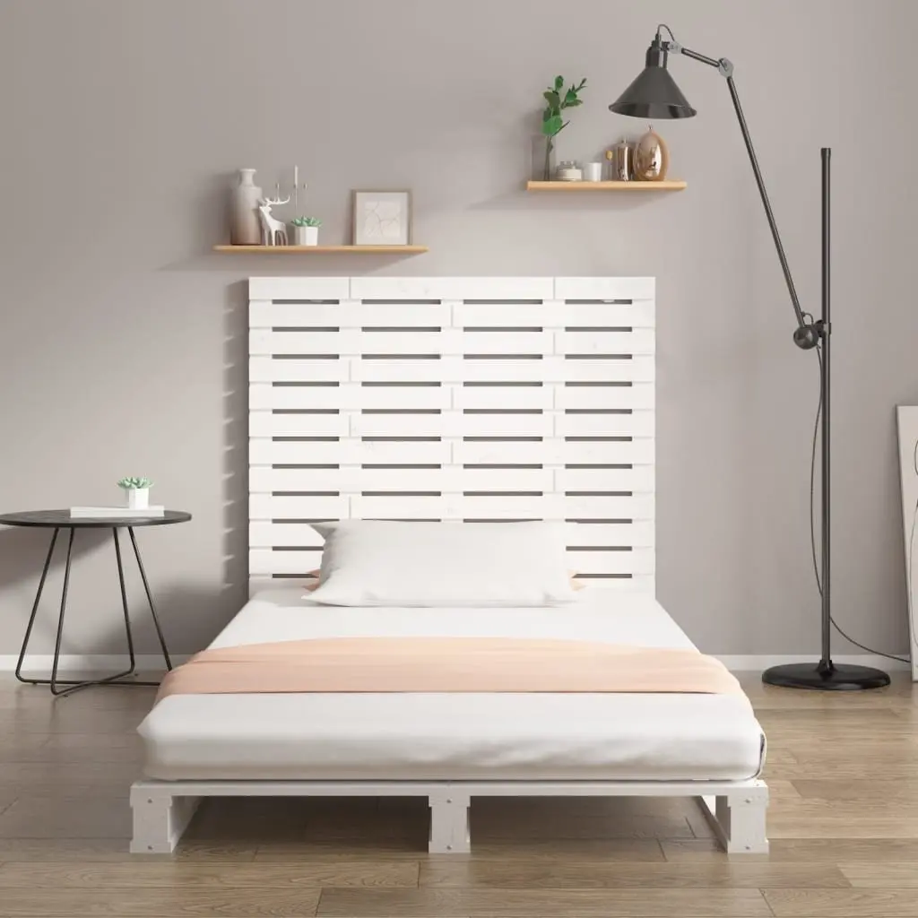 Wall Headboard White Solid Pine Wood 96cm