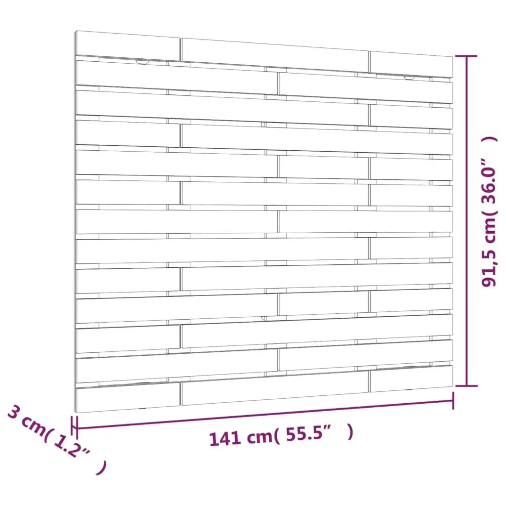 Wall Headboard Black 141cm Solid Pine Wood