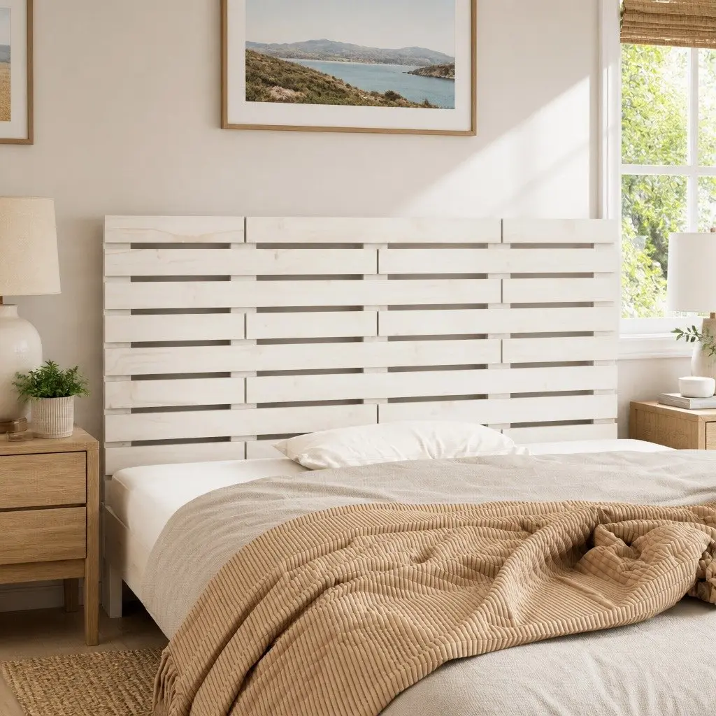Wall Headboard White 156cm Solid Pine Wood