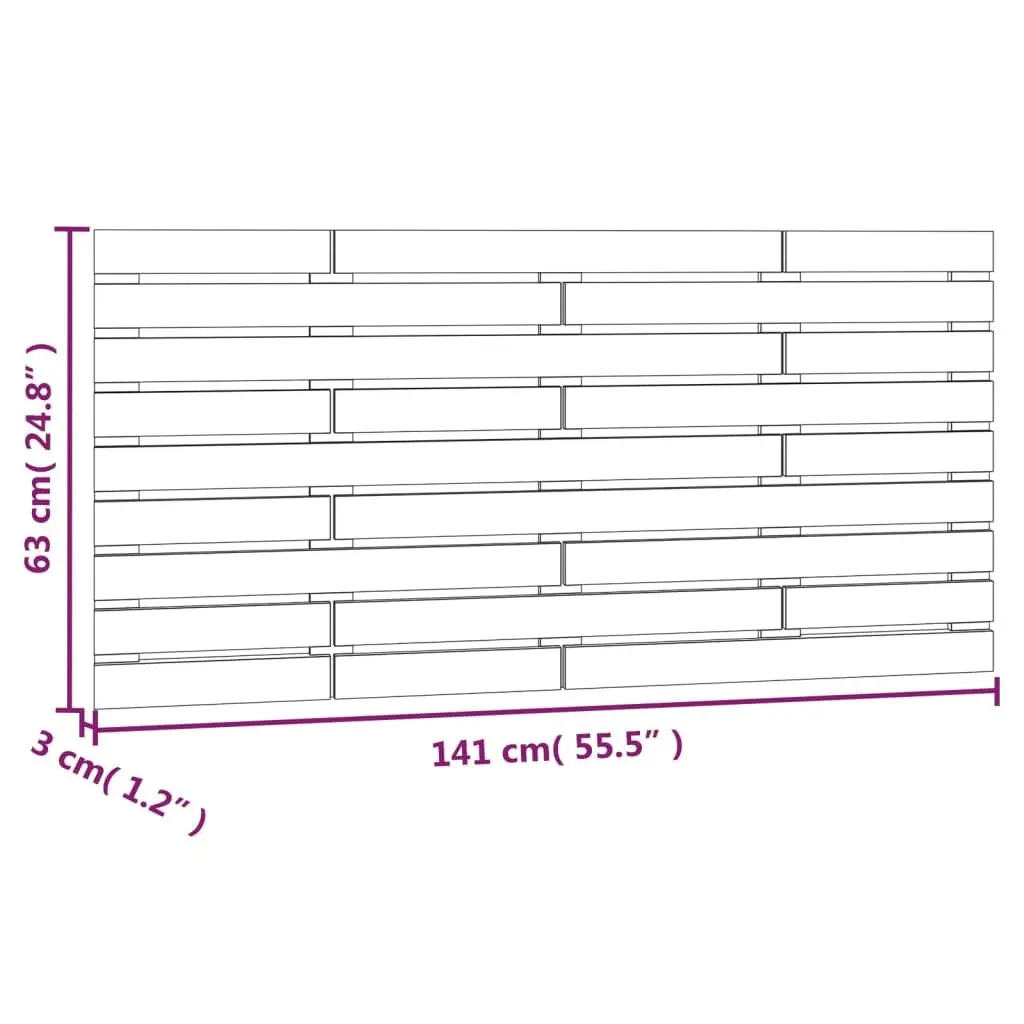 Wall Headboard Solid Pine Wood Brown 141 cm