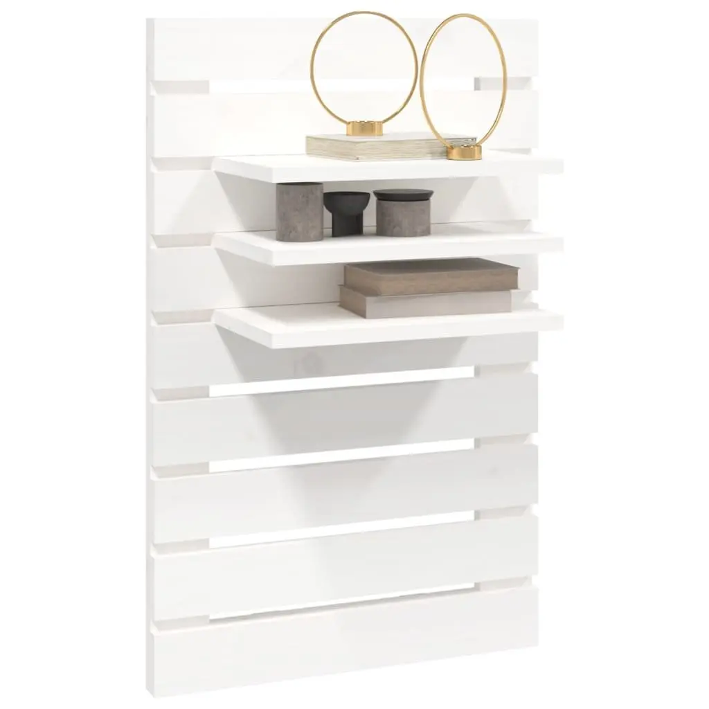 Wall-mounted Bedside Shelves 2 pcs White Solid Pine Wood Storage Display