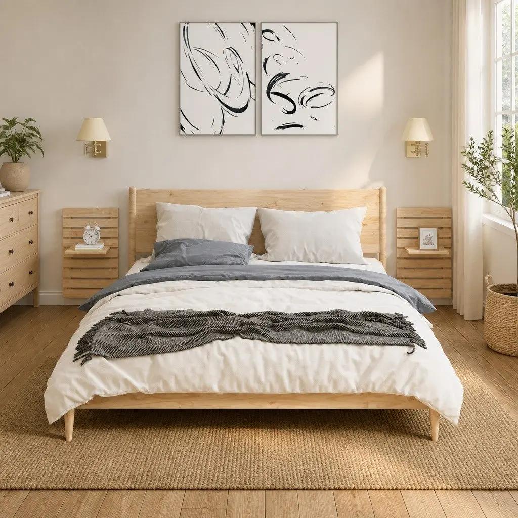 Wall-mounted Bedside Shelves Solid Wood Pine Brown 2 Piece