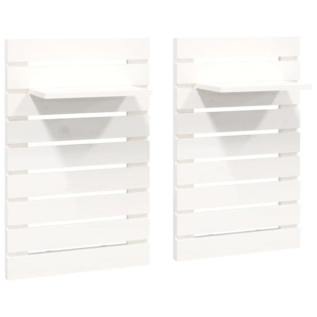 Wall-mounted Bedside Shelves White Solid Pine Wood 2 Piece