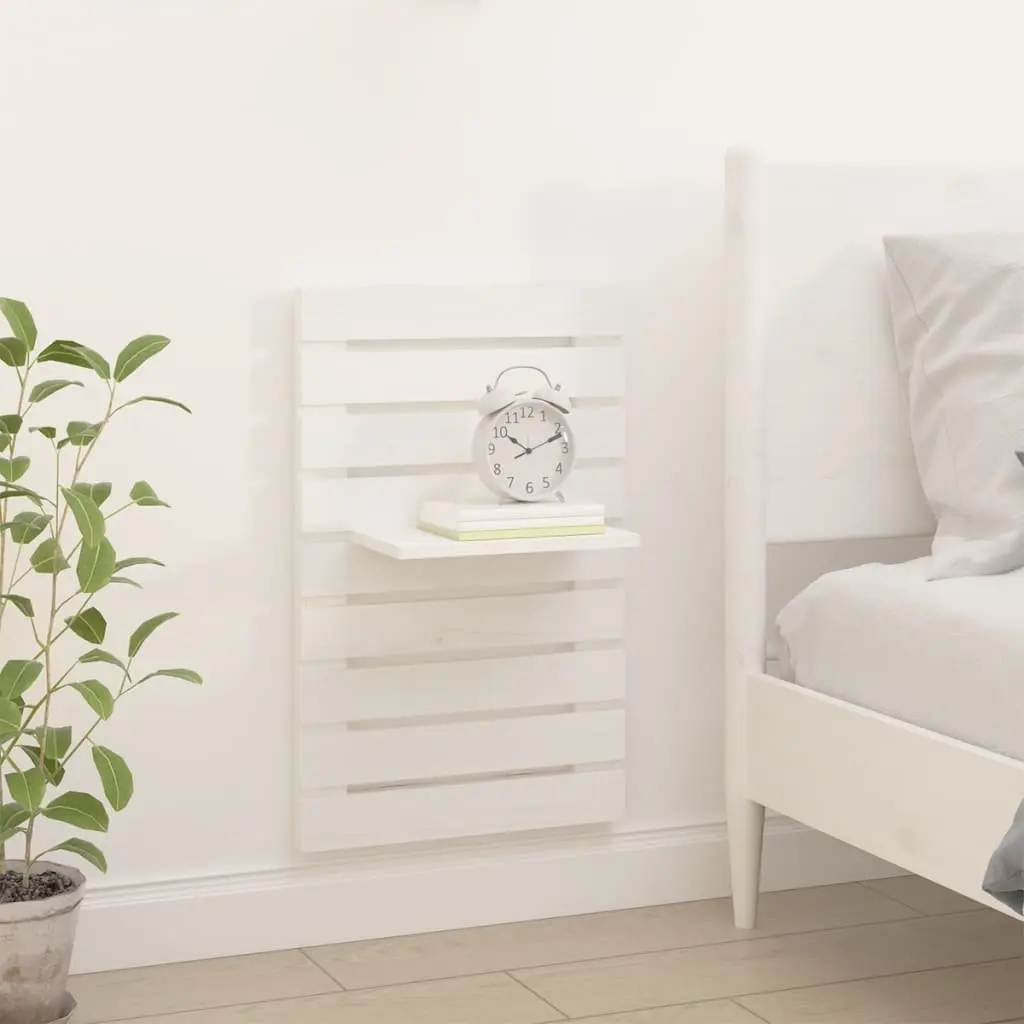 Wall-mounted Bedside Shelves White Solid Pine Wood 2 Piece