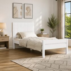 Wall Mounted Headboard White 95.5cm Solid Pine Wood Bedroom Furniture