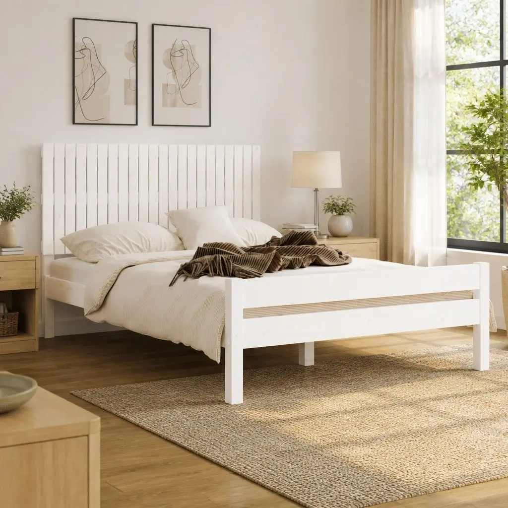 Wall Headboard Solid Pine Wood White 140cm