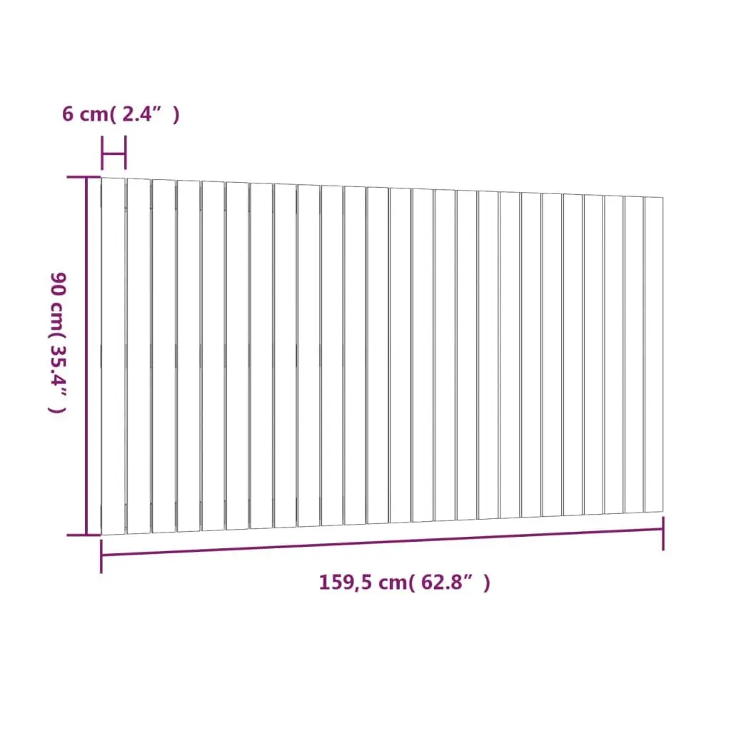 White Wall Mounted Headboard 159.5cm Bedroom Solid Pine Wood Panel