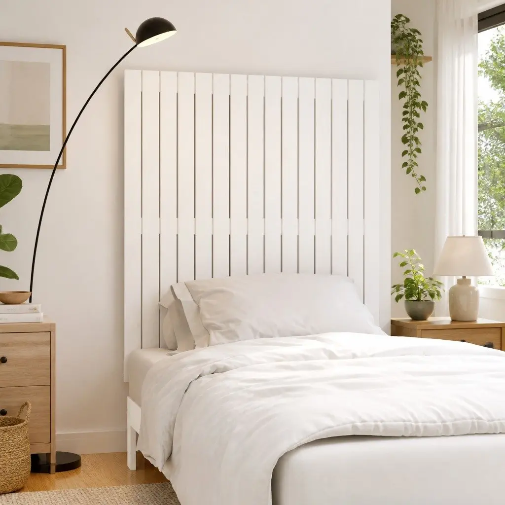 Solid Pine Wood Wall Mounted Headboard 95.5cm White Bedroom Bed Support