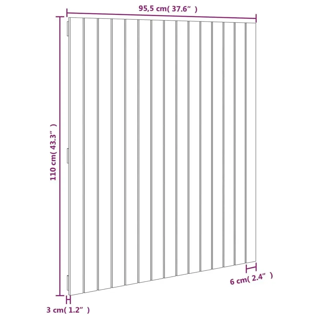 Solid Pine Wood Wall Mounted Headboard 95.5cm White Bedroom Bed Support