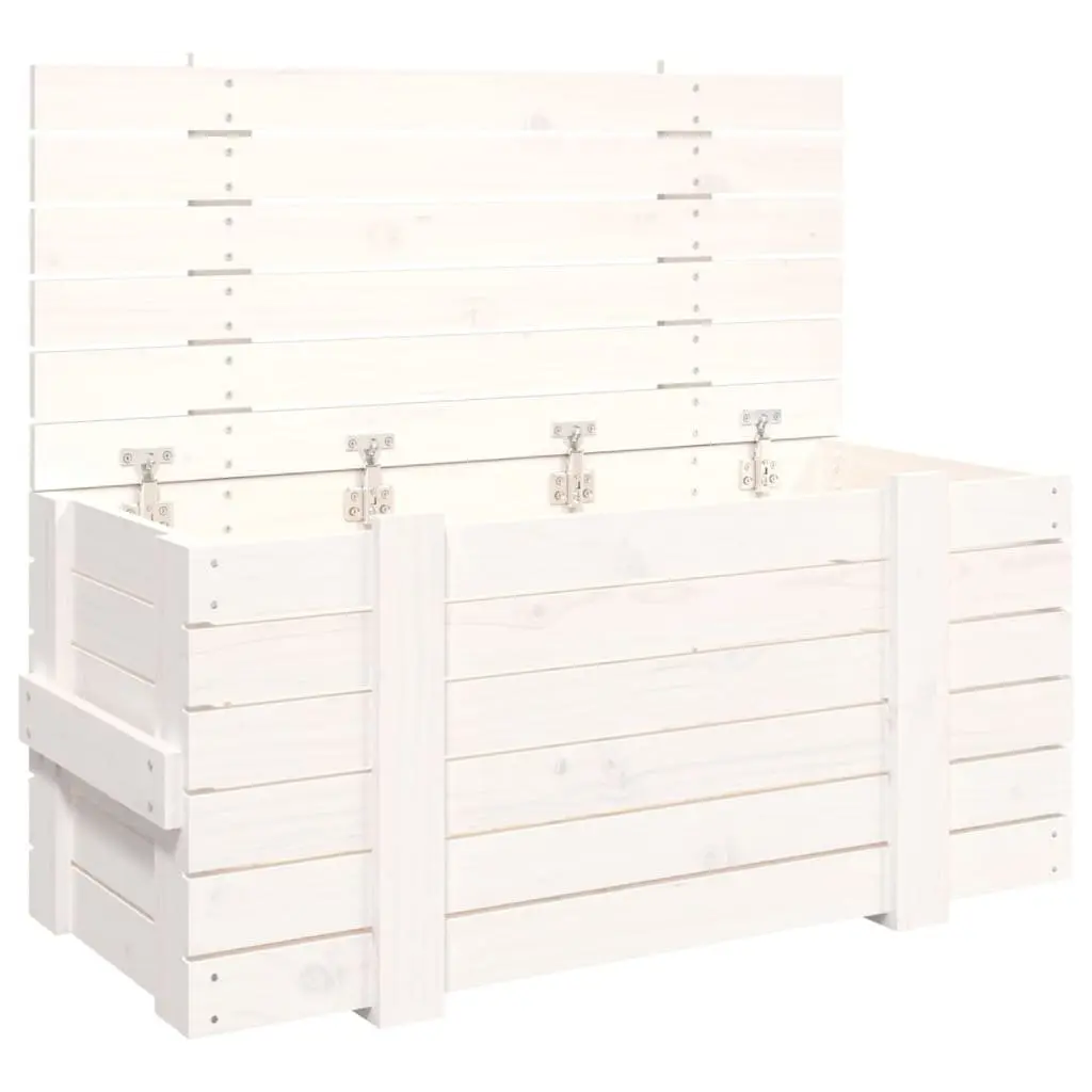 Storage Box White Solid Wood Pine Household Organiser Chest with Lid