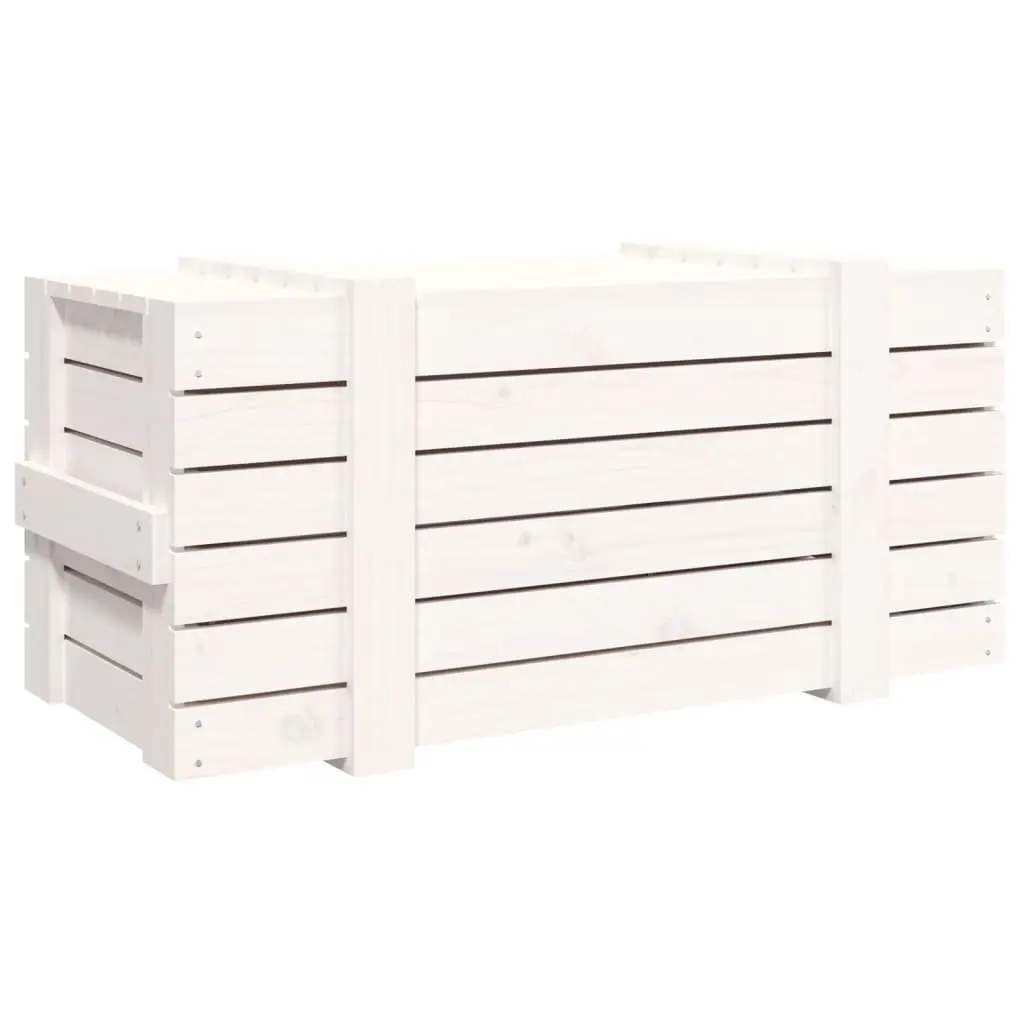 Storage Box White Solid Wood Pine Household Organiser Chest with Lid