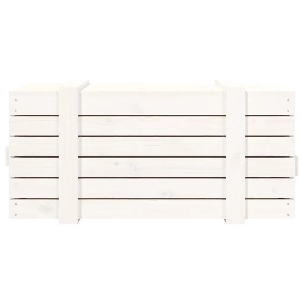Storage Box White Solid Wood Pine Household Organiser Chest with Lid
