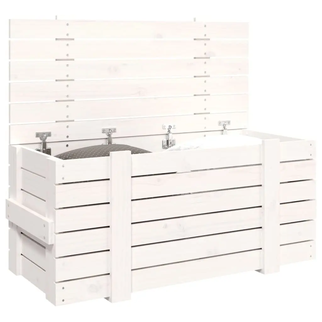 Storage Box White Solid Wood Pine Household Organiser Chest with Lid