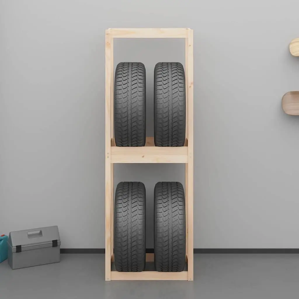 Tire Rack Solid Pine Wood Storage Shelf 63cm Width 180cm Height