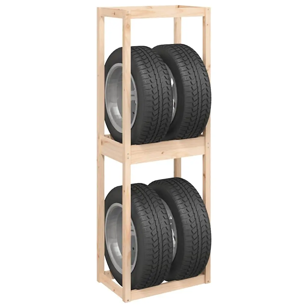 Tire Rack Solid Pine Wood Storage Shelf 63cm Width 180cm Height