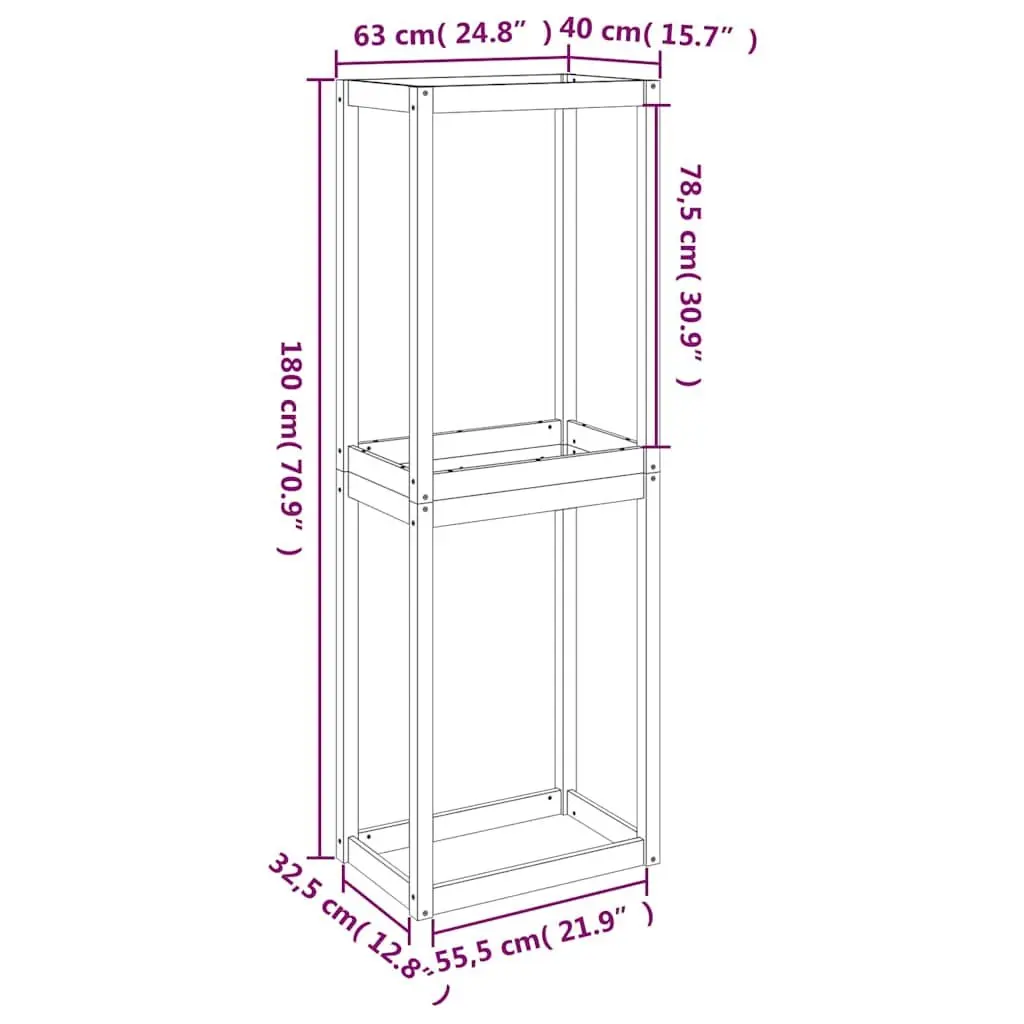 Tire Rack Solid Pine Wood Storage Shelf 63cm Width 180cm Height