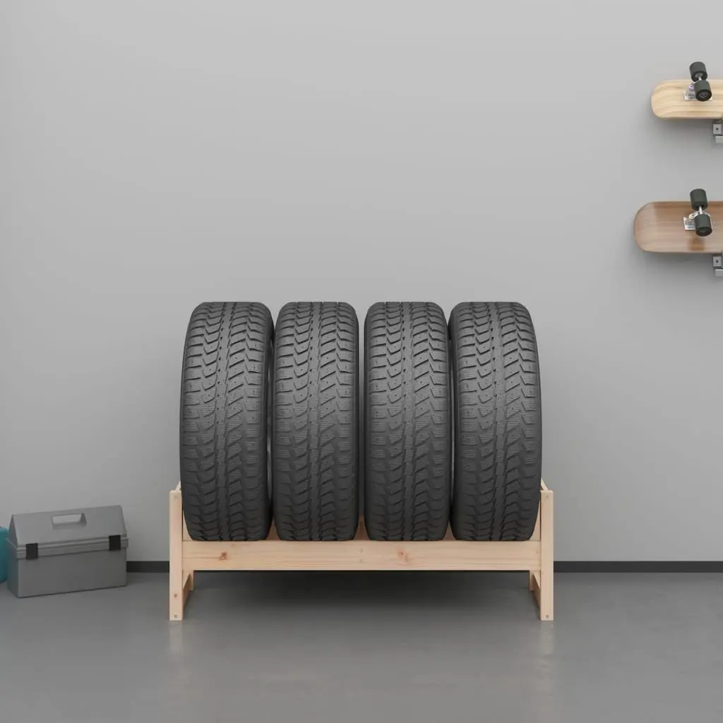 Tire Rack Storage Shelf Solid Wood Organiser 120x40x40cm