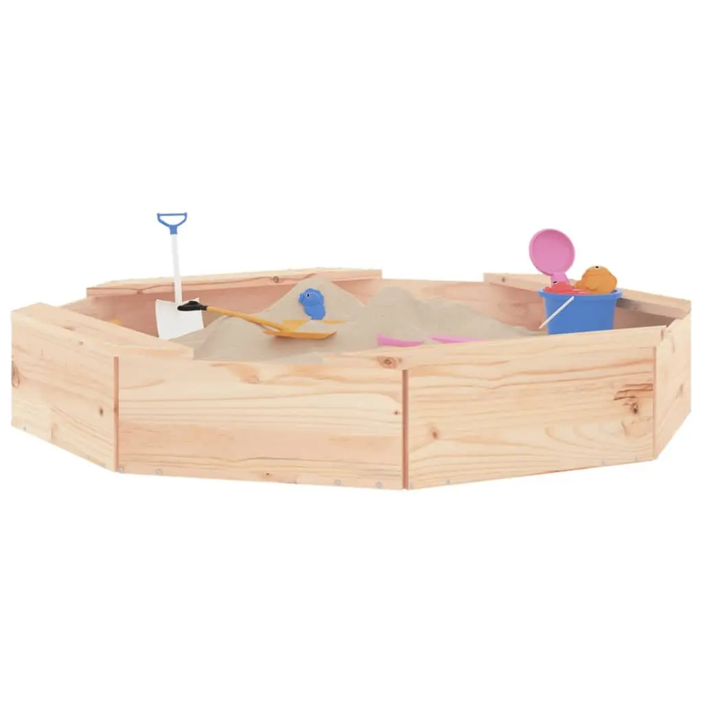Octagon Wooden Sandbox with Seats Outdoor Sand Play Pit