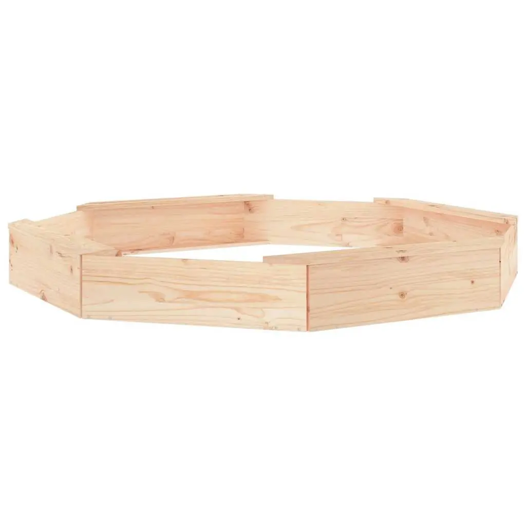 Octagon Wooden Sandbox with Seats Solid Pine Wood Outdoor Play Equipment