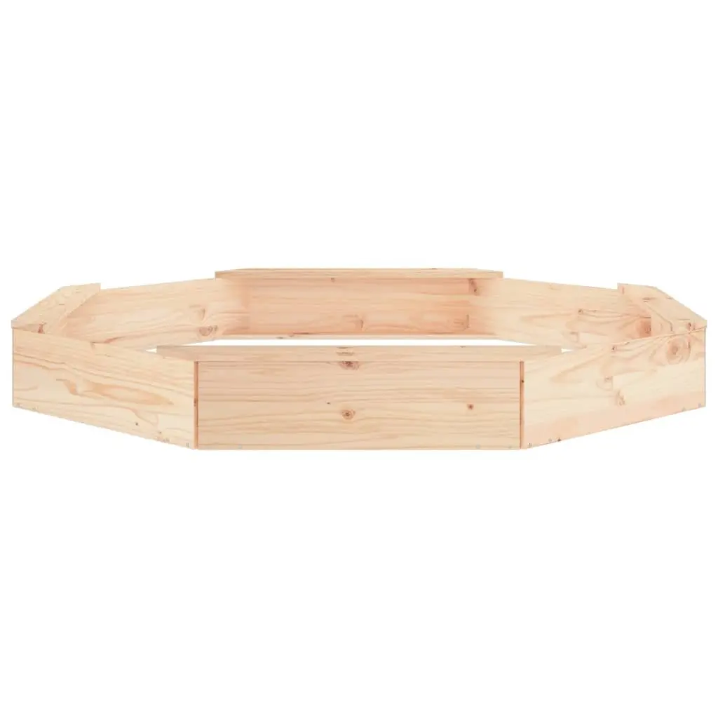 Octagon Wooden Sandbox with Seats Solid Pine Wood Outdoor Play Equipment