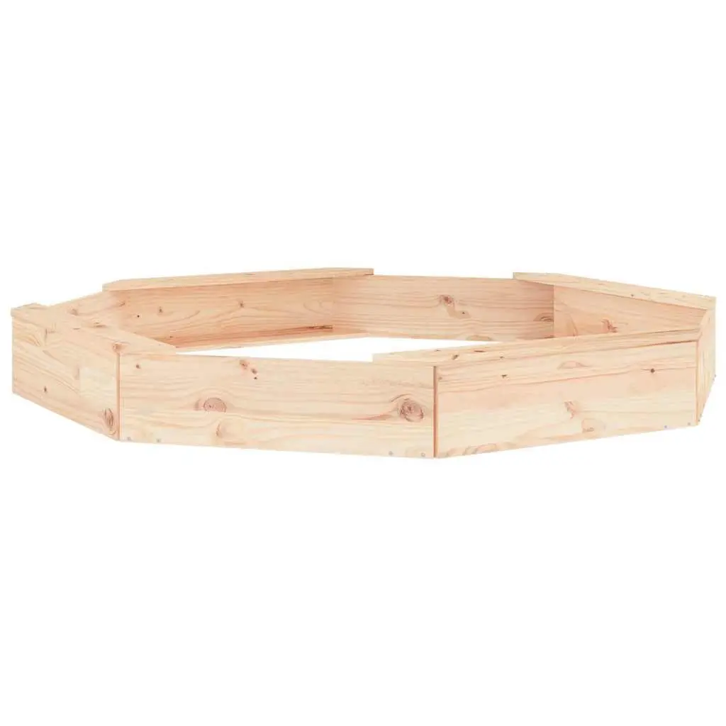 Octagon Wooden Sandbox with Seats Solid Pine Wood Outdoor Play Equipment