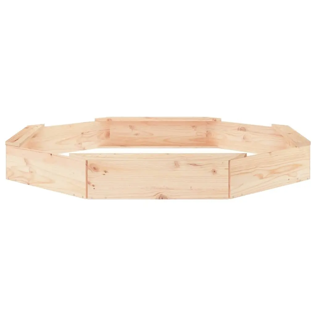 Octagon Wooden Sandbox with Seats Solid Pine Wood Outdoor Play Equipment