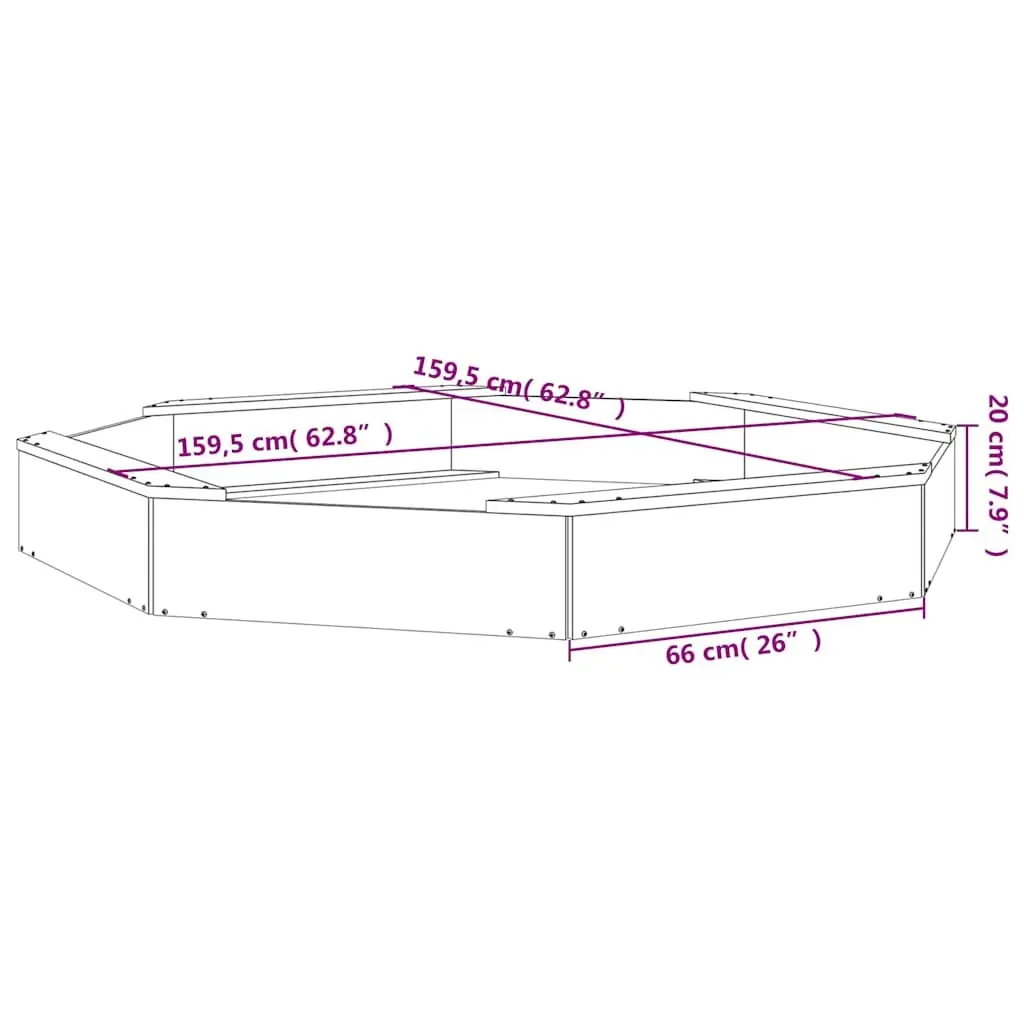 Octagon Wooden Sandbox with Seats Solid Pine Wood Outdoor Play Equipment