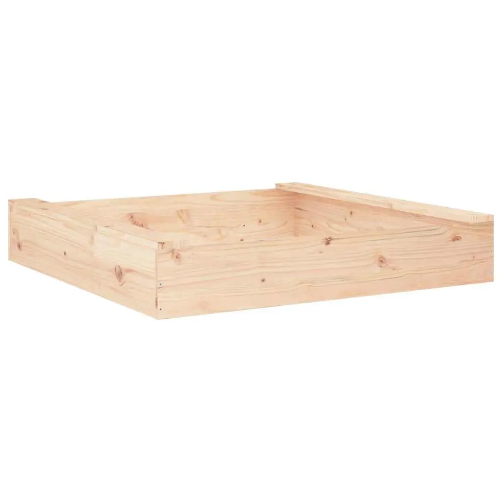 Wooden Sandbox with Seats Square Solid Pine Wood Outdoor Play Sand Pit Children