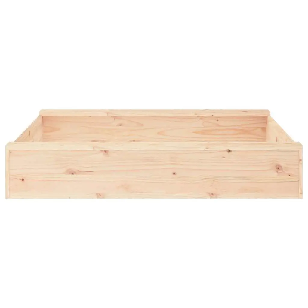 Wooden Sandbox with Seats Square Solid Pine Wood Outdoor Play Sand Pit Children