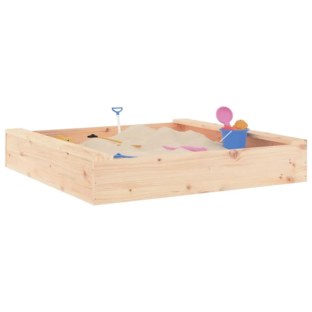 Wooden Sandbox with Seats Square Solid Pine Wood Outdoor Play Sand Pit Children