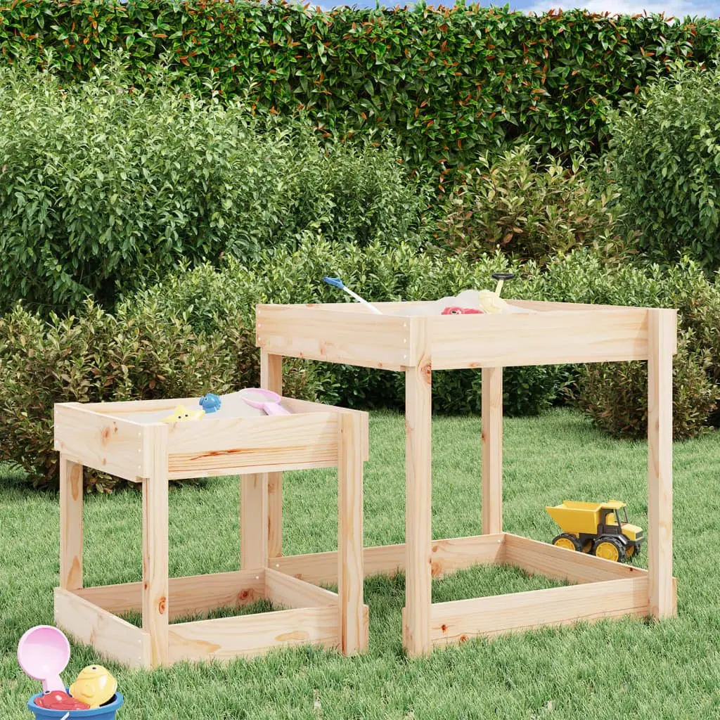 Wooden Sand Tables 2 pcs Solid Pine Wood Kids Outdoor Play Sensory Activity