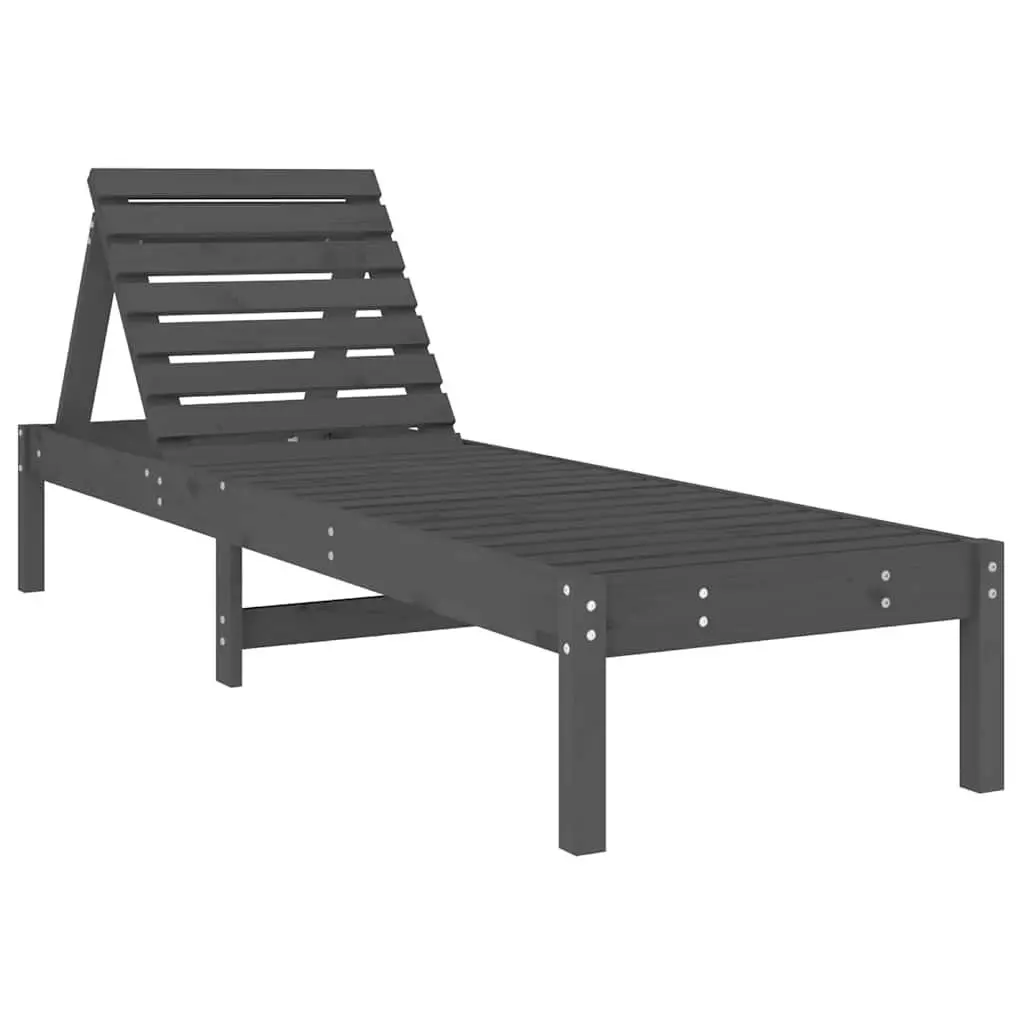 Sun Loungers Adjustable Backrest Grey 2 Piece Outdoor Garden Patio Furniture