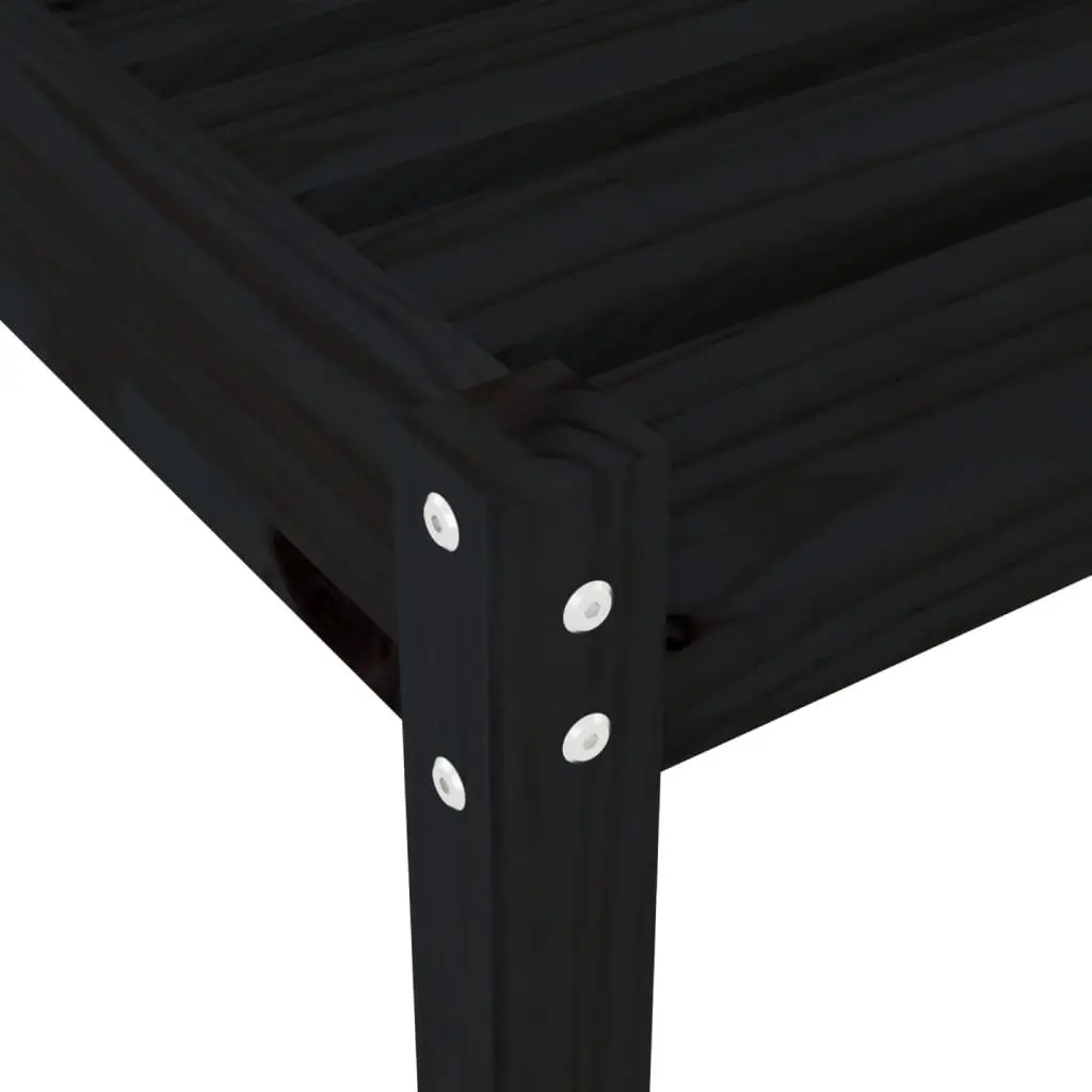 Sun Lounger Adjustable Backrest Solid Pine Wood Black 1995L x 600W x 740H cm