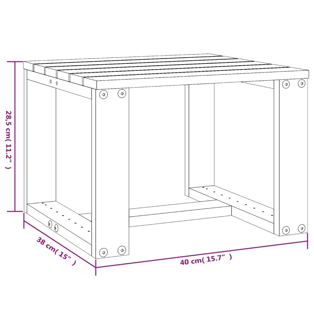 Garden Side Table Wooden Outdoor Furniture Brown 40 x 38 x 28.5 cm