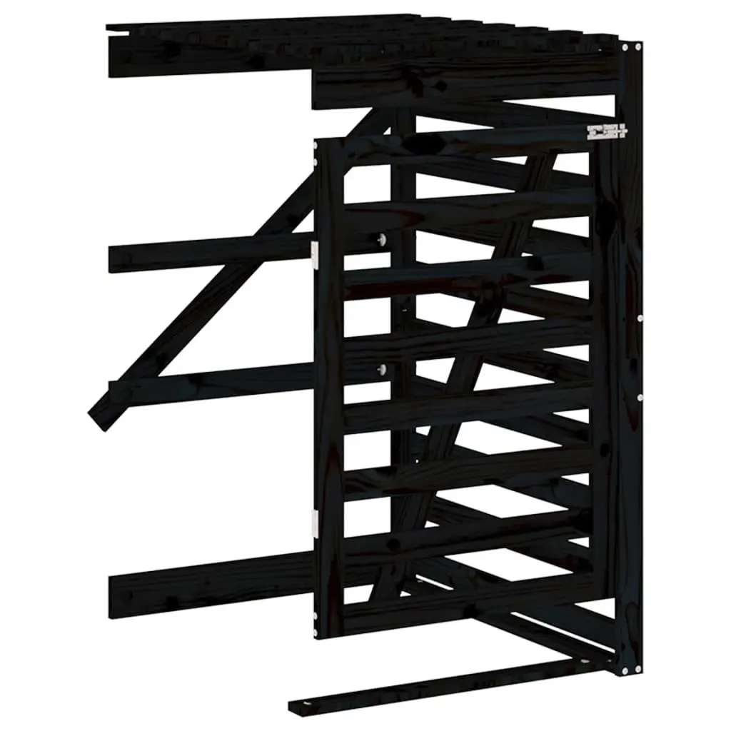 Wheelie Bin Storage Extension Black Solid Pine Wood Outdoor Garden Waste