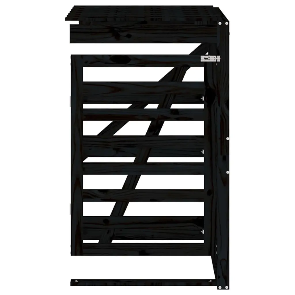 Wheelie Bin Storage Extension Black Solid Pine Wood Outdoor Garden Waste