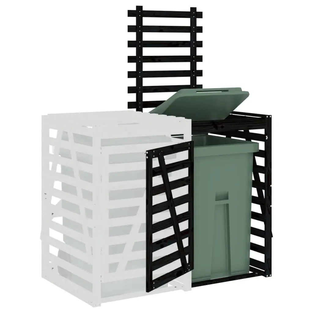 Wheelie Bin Storage Extension Black Solid Pine Wood Outdoor Garden Waste