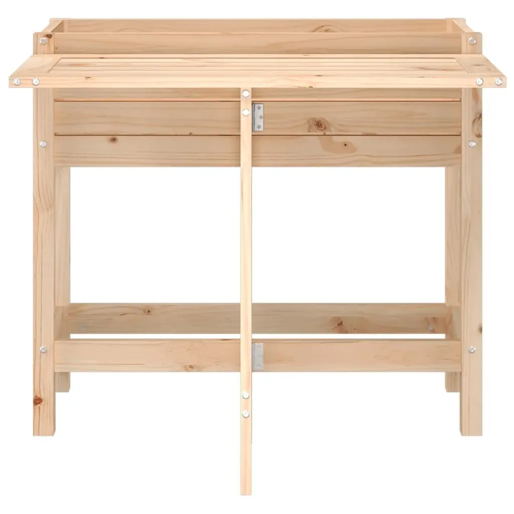 Garden Planter Elevated Solid Wood Pine Brown with Folding Tabletop