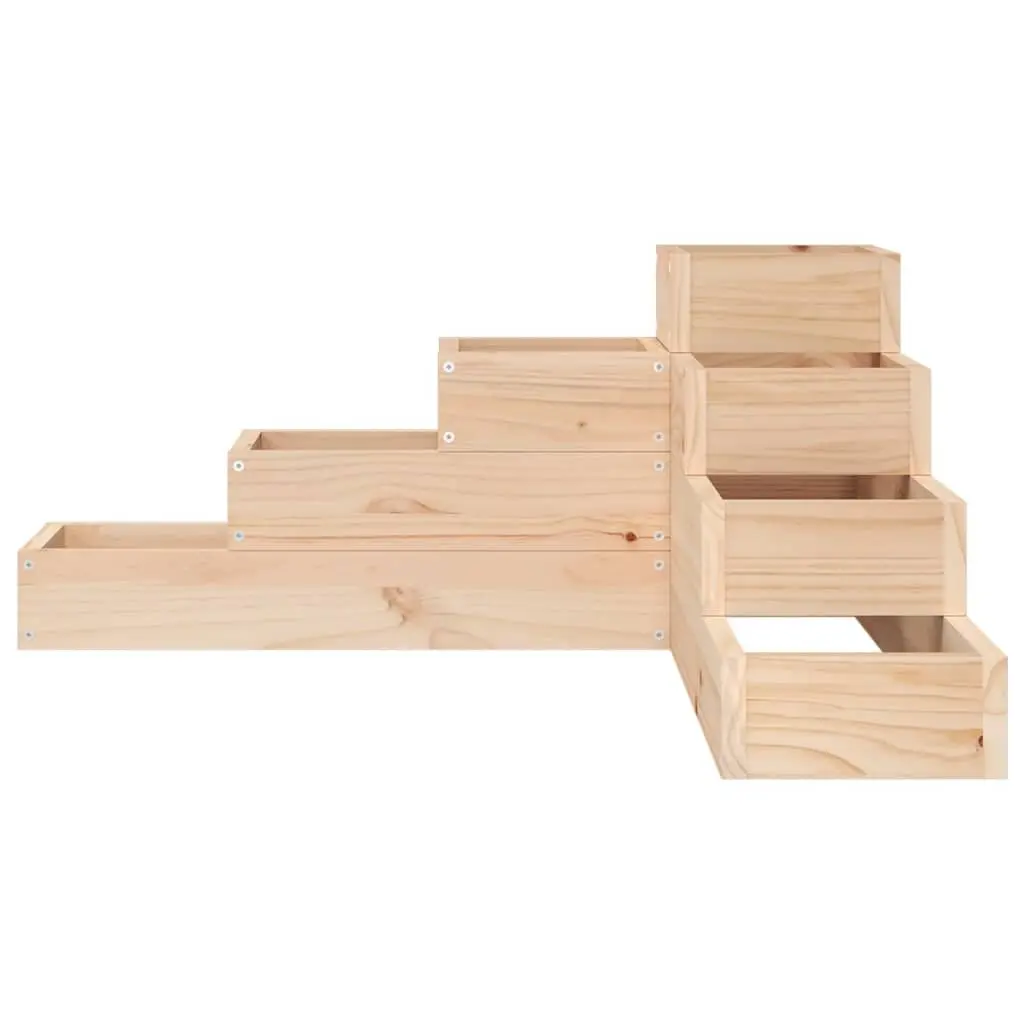 Garden Planter 4-Tier Wooden L-Shaped Multi-Level Flower Plant Box