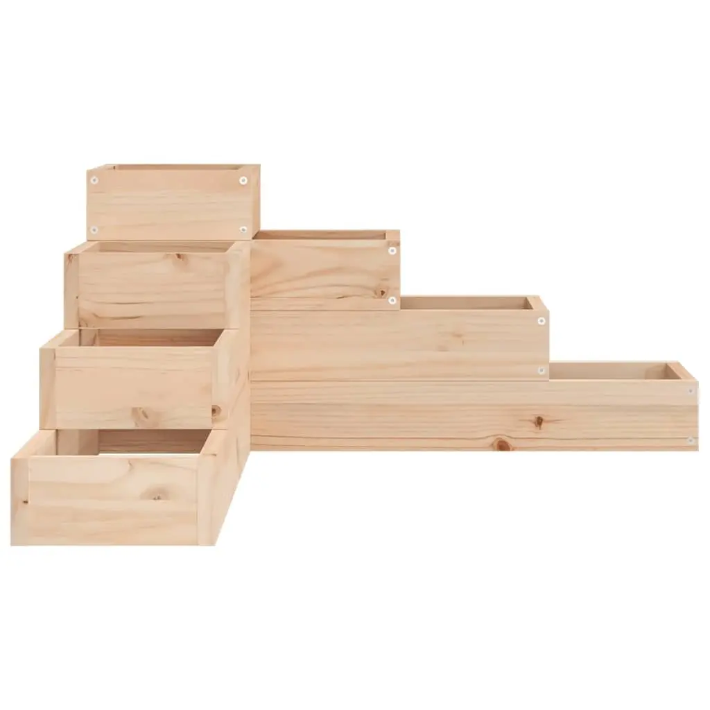 Garden Planter 4-Tier Wooden L-Shaped Multi-Level Flower Plant Box
