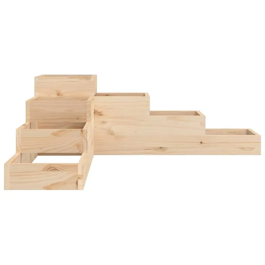 Garden Planter 4-Tier Wooden Outdoor Flower Plant Pot Corner Balcony Deck