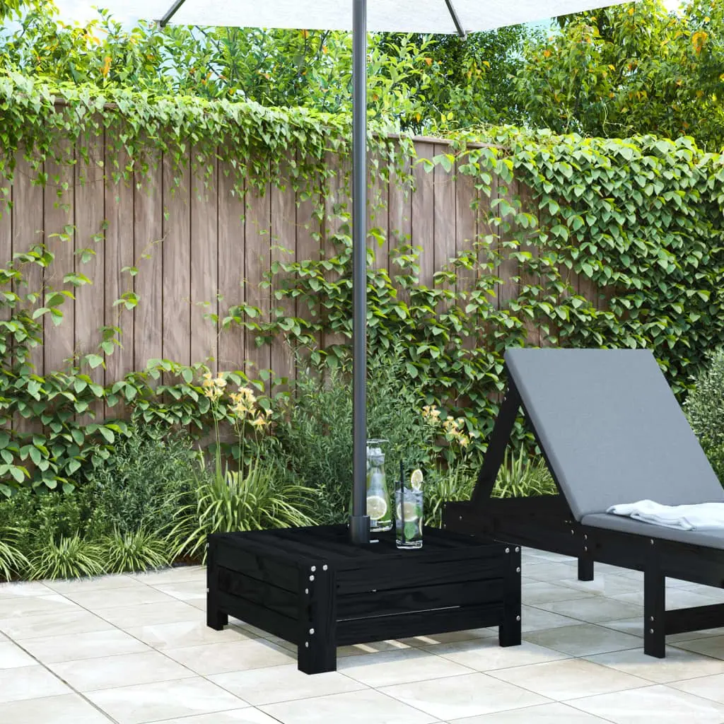 Solid Pine Wooden Parasol Base Cover Outdoor Side Table Black Garden Furniture
