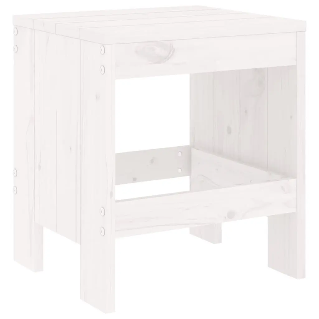Outdoor Garden Stools Rustic Solid Pine White 2 Piece