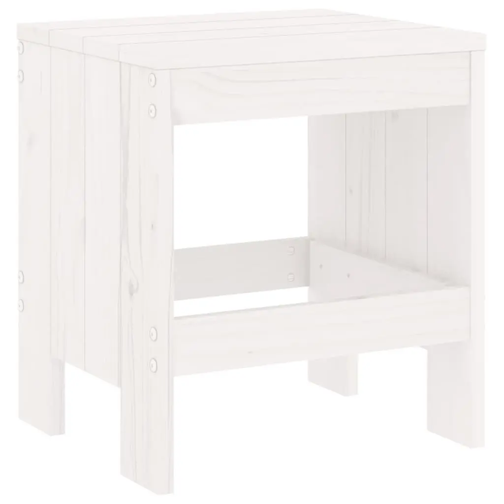 Outdoor Garden Stools Rustic Solid Pine White 2 Piece