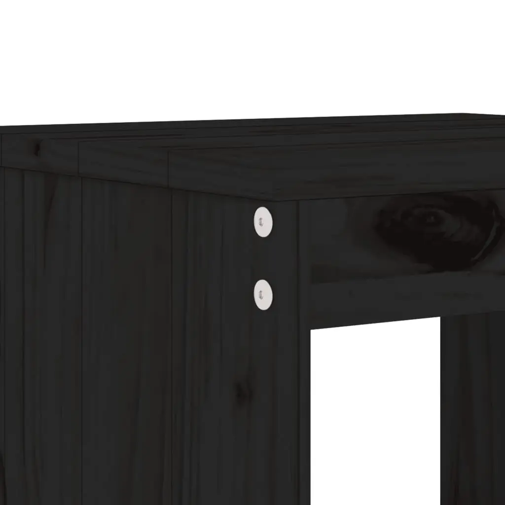 Outdoor Garden Stools Backless Black Solid Pine Wood 2 Piece