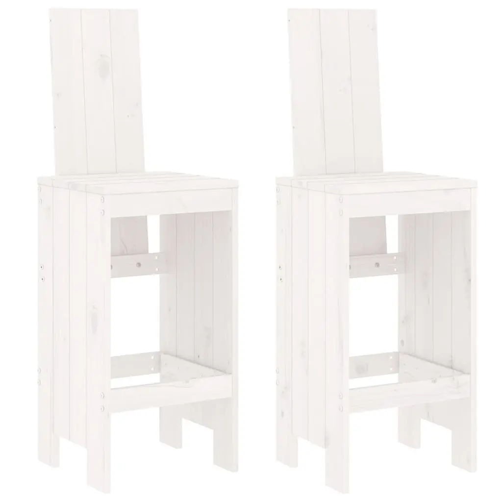 Bar Stools 2 pcs White Solid Wood Pine Seat Height 75 cm