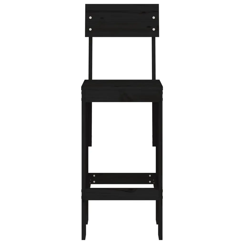 Bar Stools Solid Pine Wood Black 40x48.5x115.5cm 2 Piece Rustic Patio Balcony Chairs