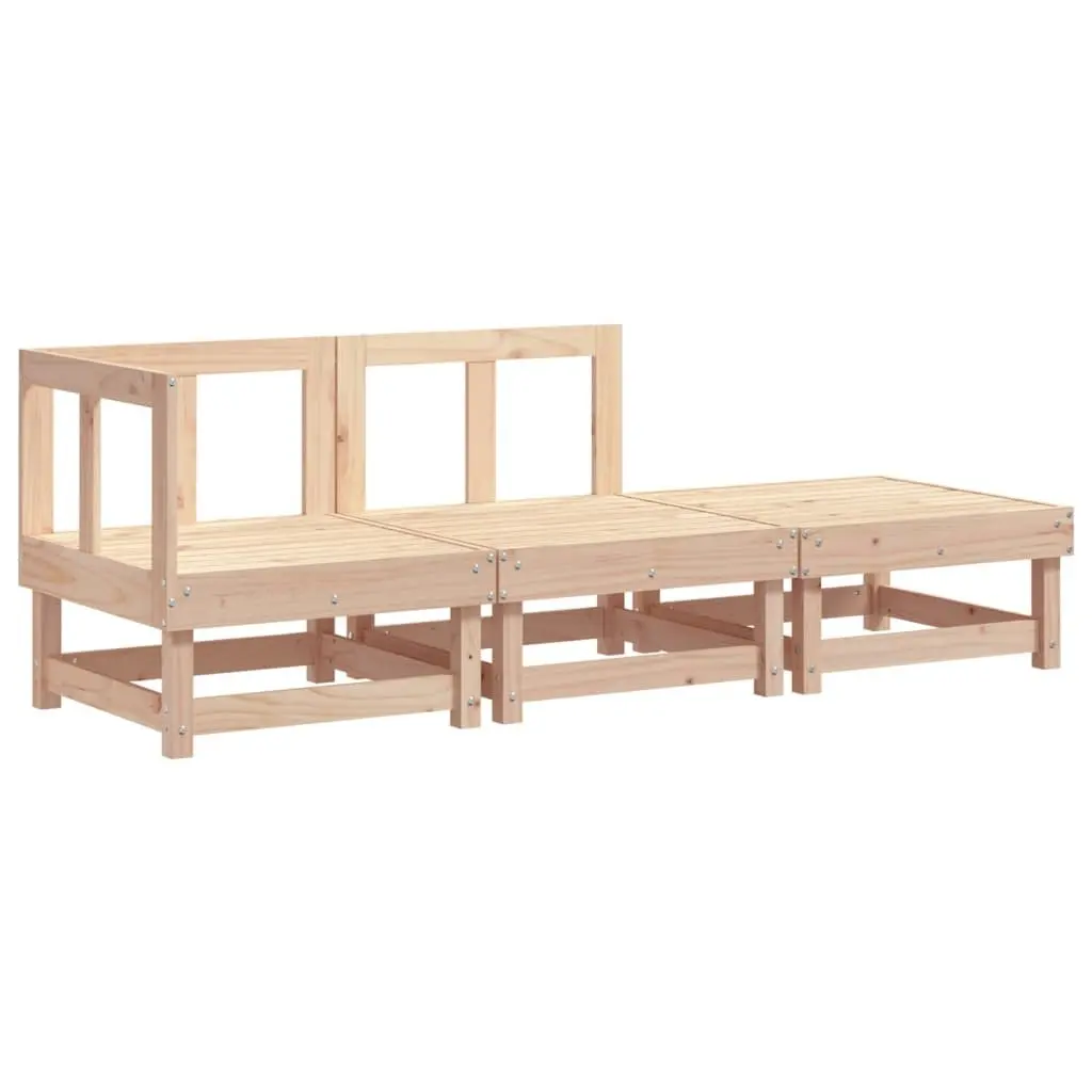 3 Piece Modular Sectional Sofa Outdoor Garden Lounge Set Solid Pine Wood