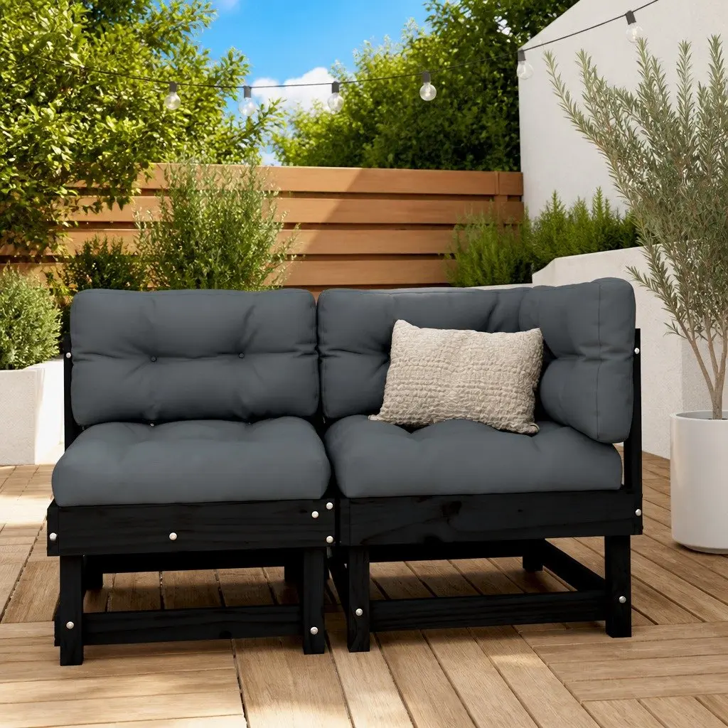 Corner Sofa Modular Sectional Black Outdoor Cushions