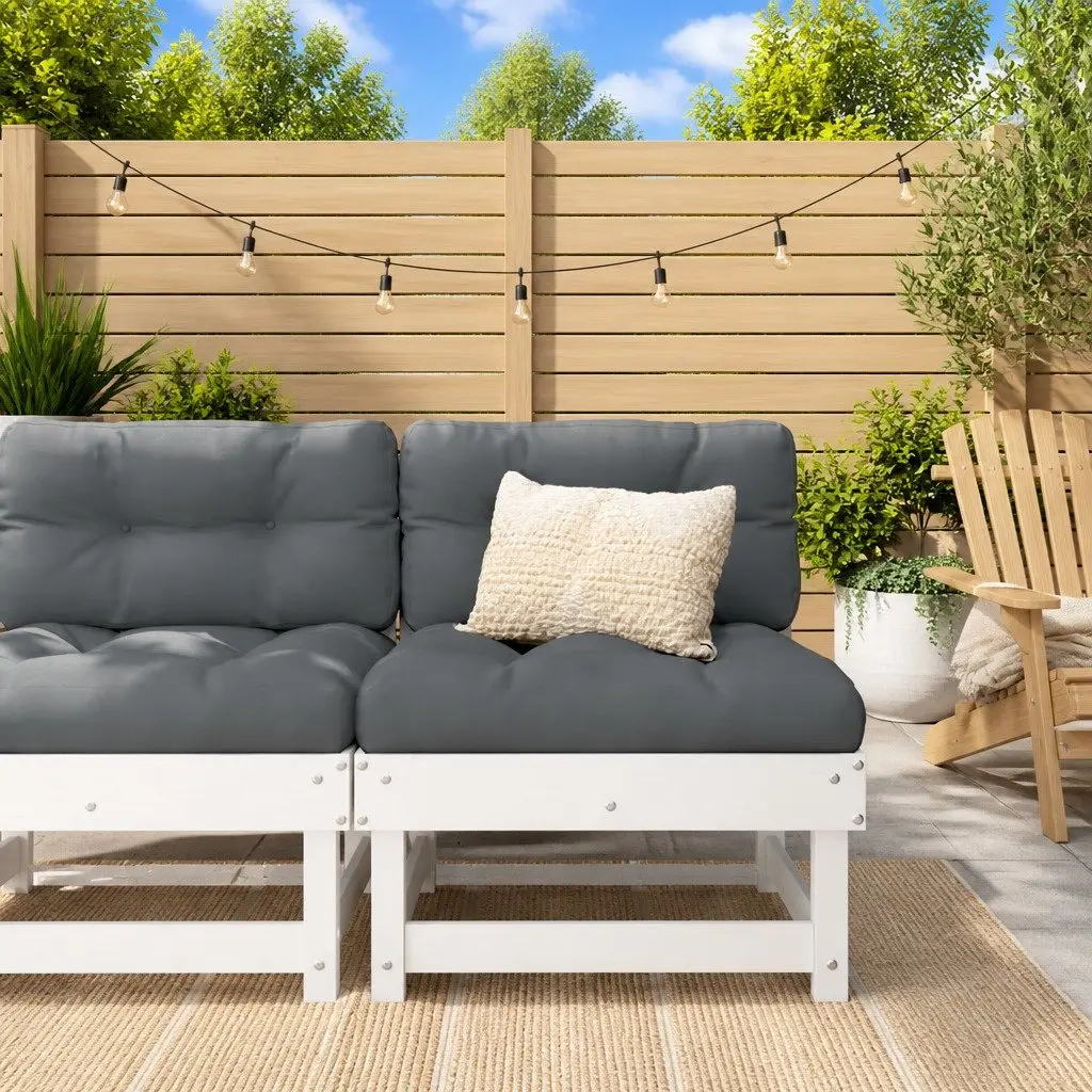 Outdoor Middle Sofa Section White Solid Pine Wood Garden Patio Furniture Modular